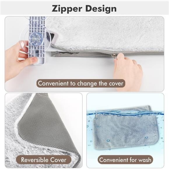 Cordless Cat Window Perch, Cat Hammock with 4 Suction Cups, Solid Metal Frame - Picture 5 of 7